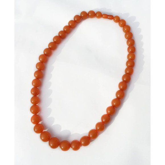 VINTAGE 1960s Butterscotch/ Egg Yolk Baltic Amber Necklace, Round Beads 13-17mm - Picture 6 of 6